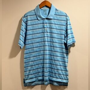 adidas Men's Sky Blue Striped Clima Cool Golf Polo Shirt Size M